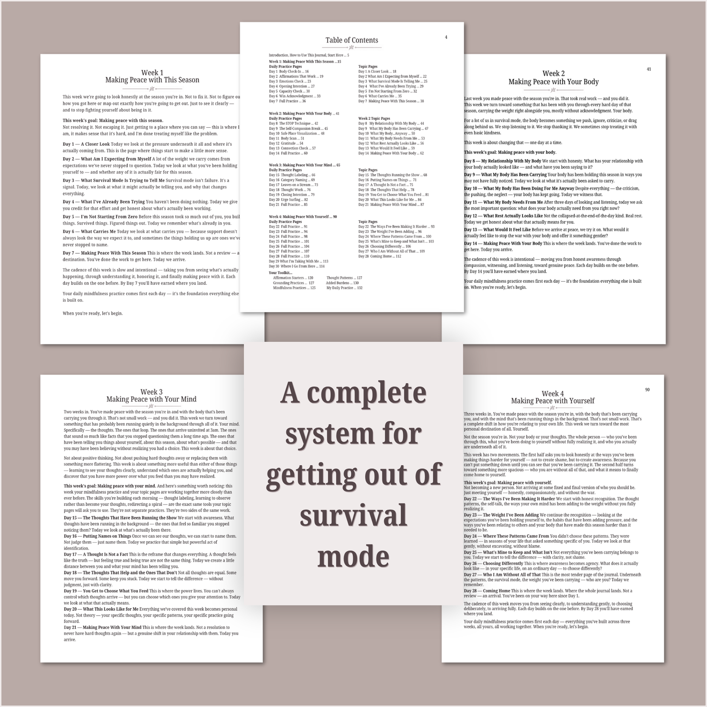 Collection of printed pages from a book or manual on a textured surface