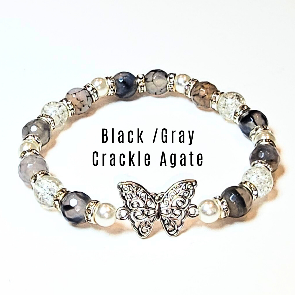 crackle agate butterfly bracelet