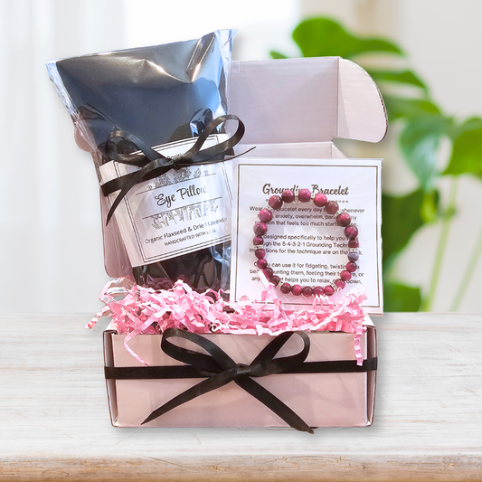 mindfulness gift box for women with eye pillow and grounding bracelet