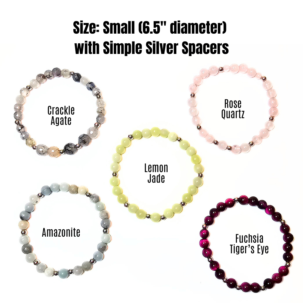 grounding bracelets size 6.5 inch with silver spacers